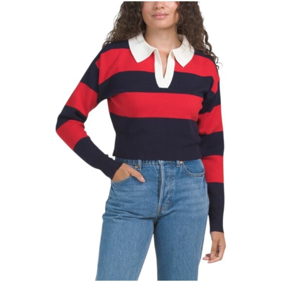 Love Tree Sweaters - LOVE TREE Collared Striped Sweater